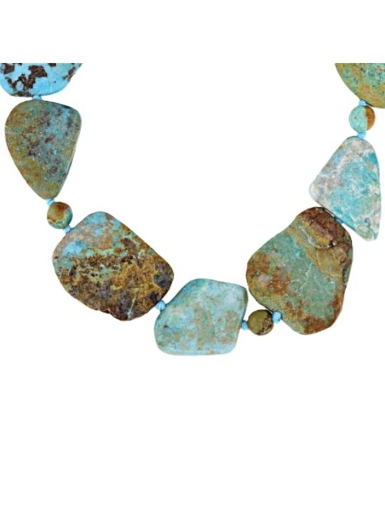 Southwest Style by JTV Jewelry - Mixed Green Turquoise Sterling Silver Beaded Necklace - new in box with tag
